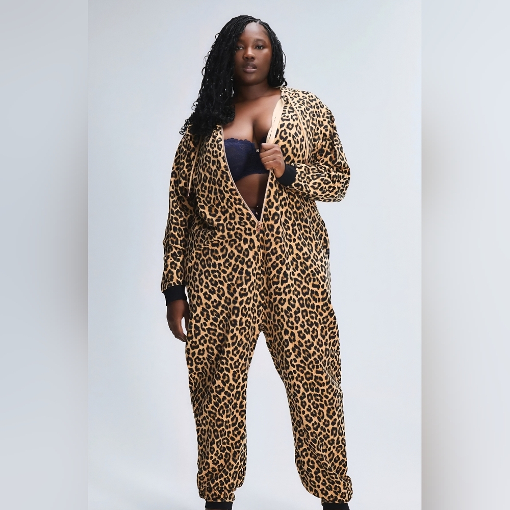 NWT Savage X Fenty 1X Forever Savage Hooded Onesie Leopard - Picture 2 of 4